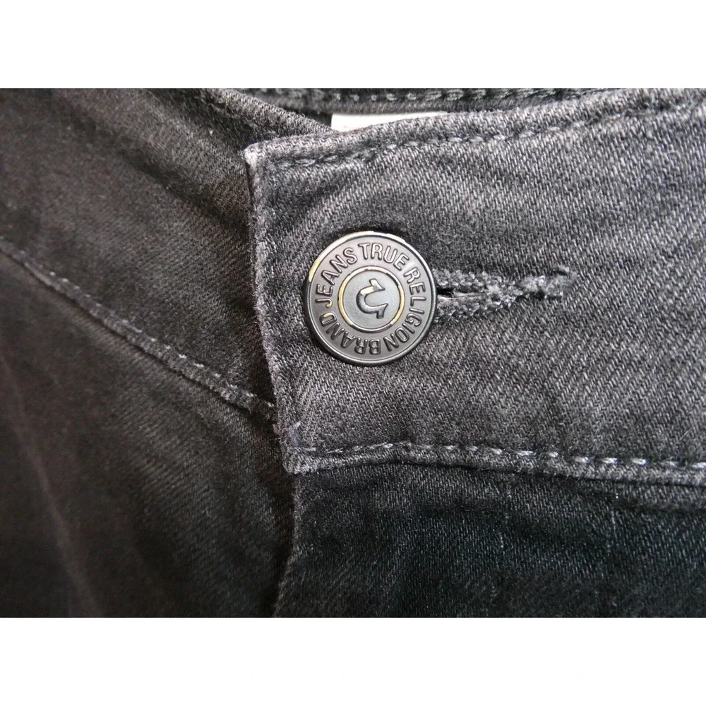 True Religion Jeans Mens Size 38x28 Black Ricky Slim‎ Drop Rise Stretch Denim